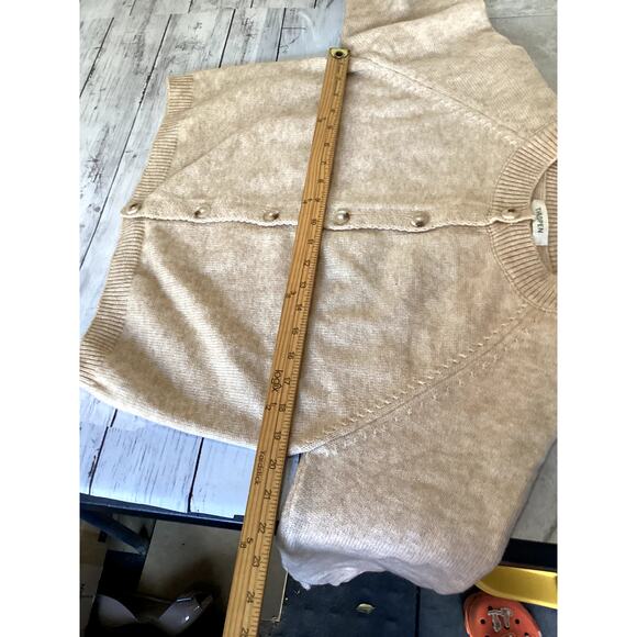 The Open Sweater Preppy Knit Fabric Knit Round Neckline Solid Button Cardigan M - Picture 3 of 3